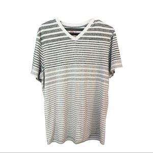 Mens American Rag gray stripped v neck T shirt size M